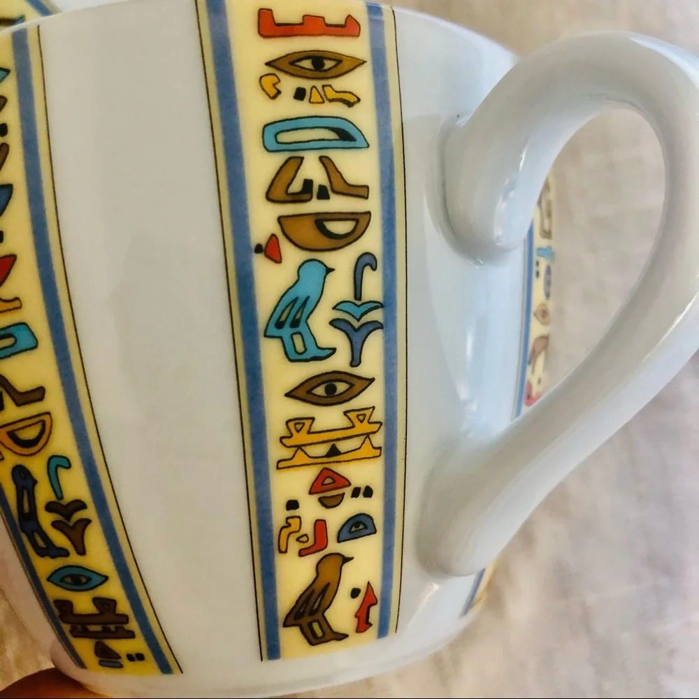 8 Eschenbach porcelain cups /Egyptian Hieroglyphs